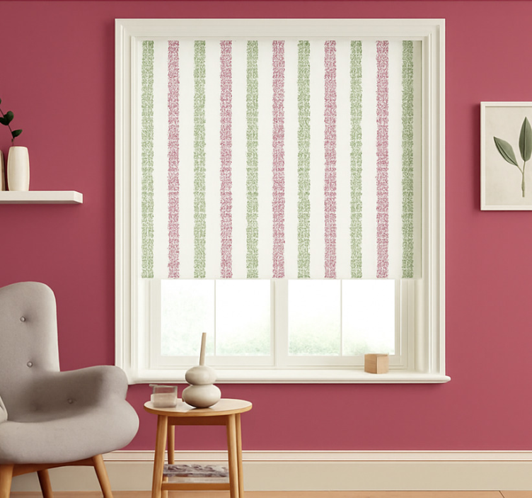 Leafy striped pattern living room blind - TenStickers