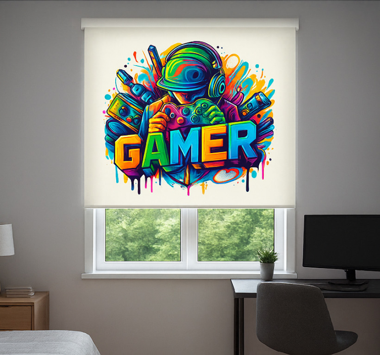 Engaged gamer gamer roller blind - TenStickers