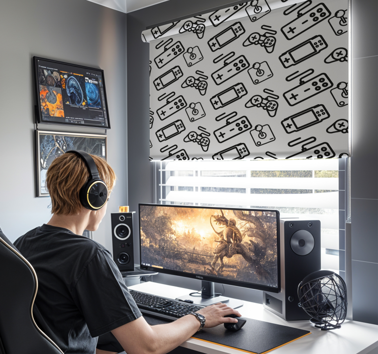Minimalist controllers video gamer roller blind - TenStickers