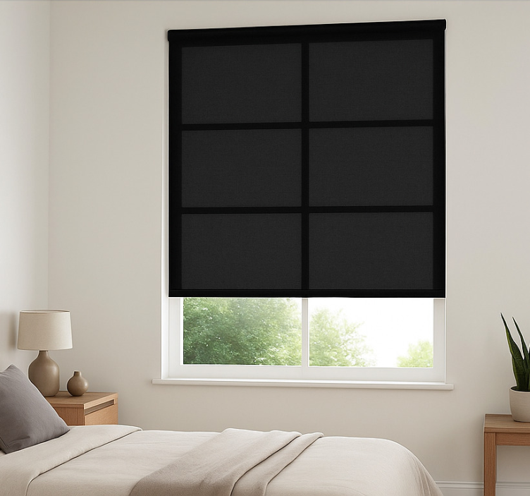 Modern blocks pattern black roller blind - TenStickers
