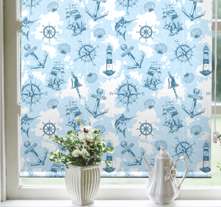Nautical Icons Pattern kitchen blind - TenStickers