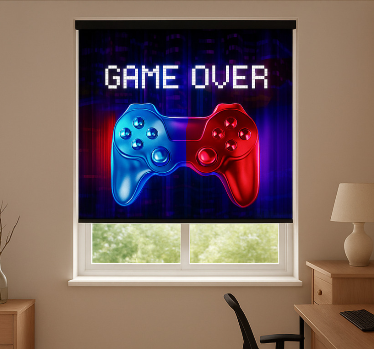 Neon cascading game over gamer roller blind - TenStickers