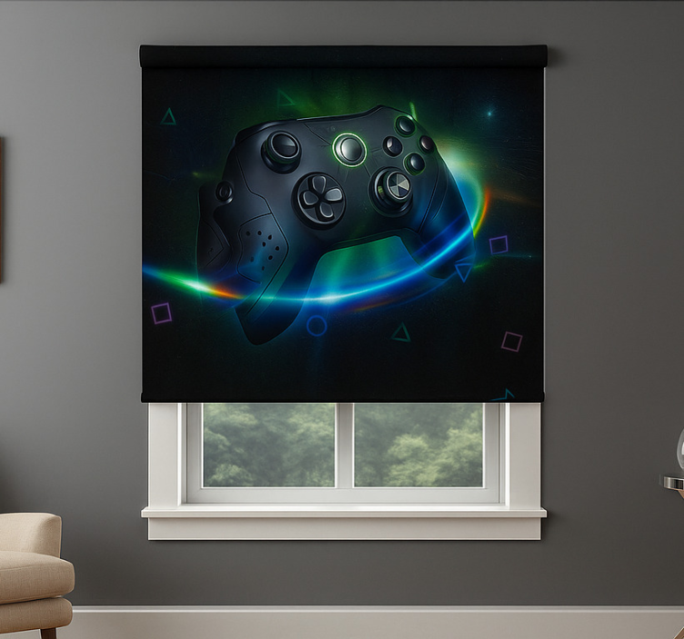 Neon futuristic gaming controller  gamer roller blind - TenStickers