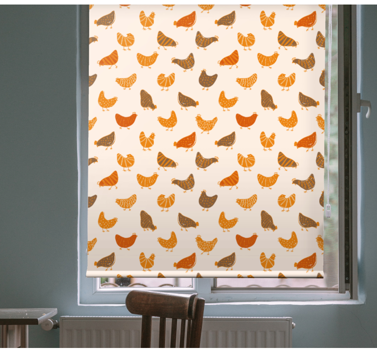 Orange and brown bird pattern animal kitchen blind - TenStickers