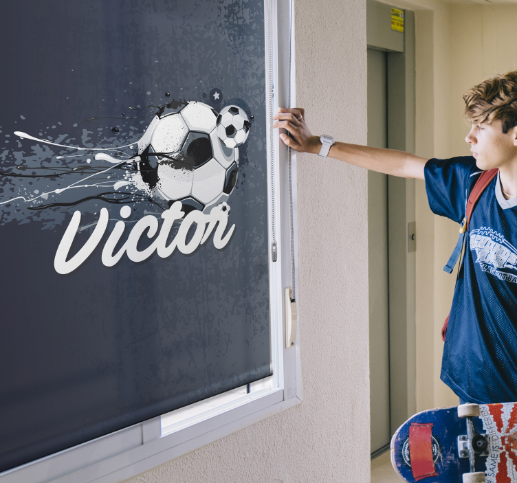 Football design with name kids roller blind - TenStickers