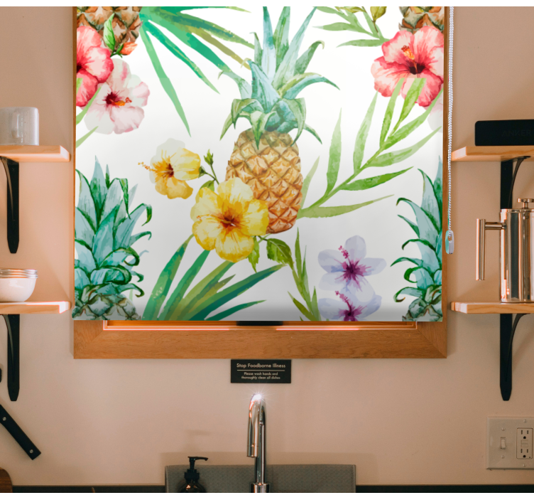 Painted pineapple Fruit and vegetable floral roller blind - TenStickers