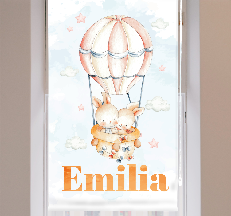 Pastel balloon with sweet animals kids roller blind - TenStickers