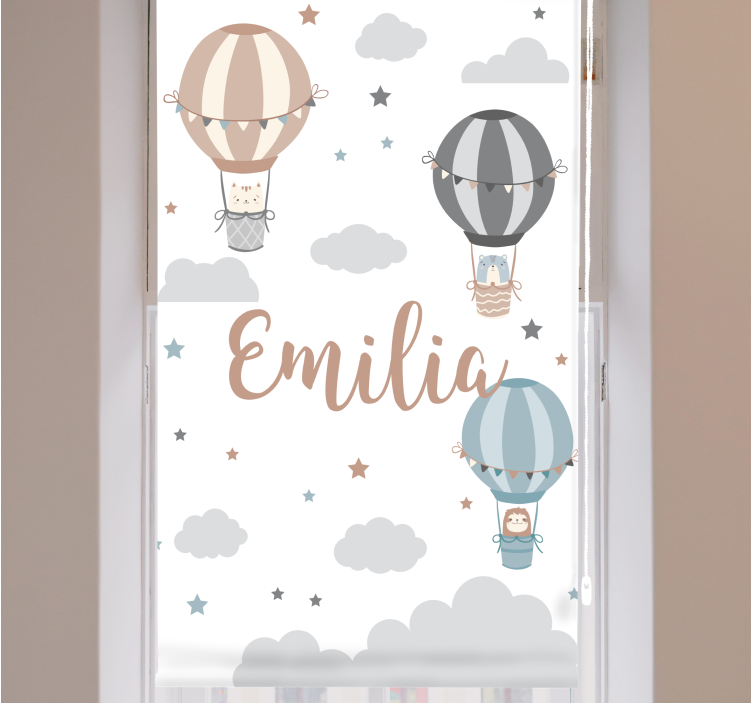 Pastel color balloons and clouds roller blind - TenStickers