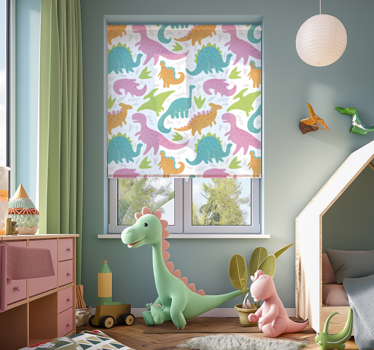 Pastel colours dinosaur kids roller blind - TenStickers