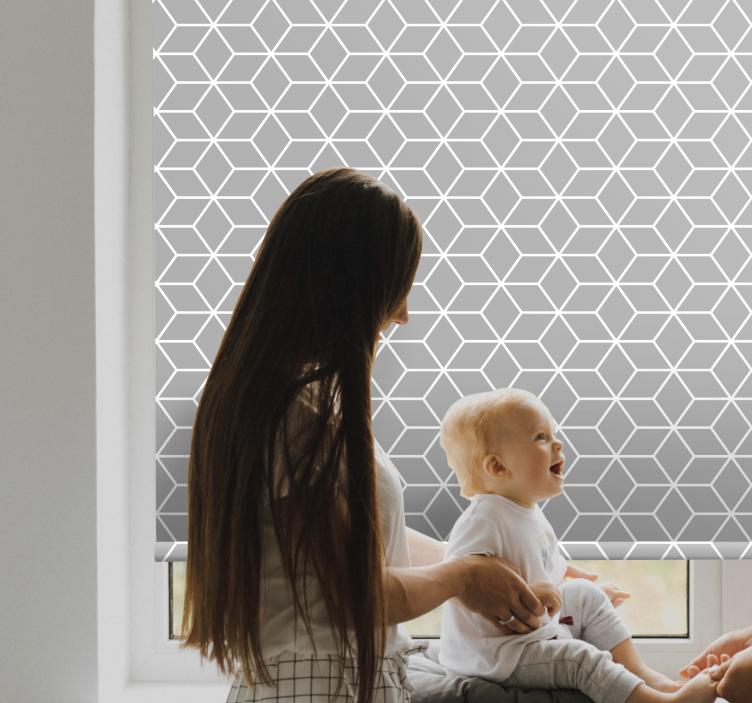 Pattern roller blind hexagonal grey design - TenStickers