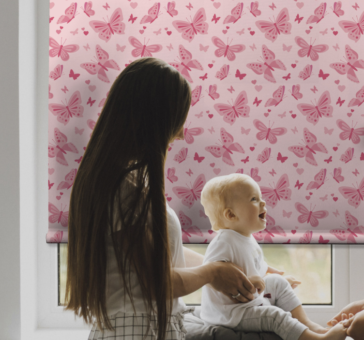 Pink butterflies kids roller blind - TenStickers