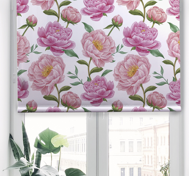 Pink flower retro roller blind - TenStickers