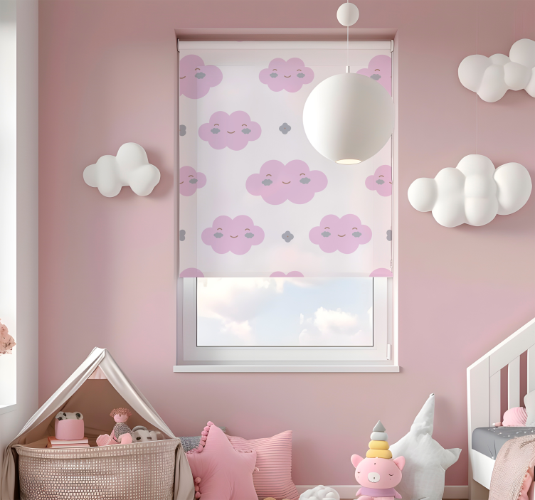 Pink kids pattern Cloud blind - TenStickers