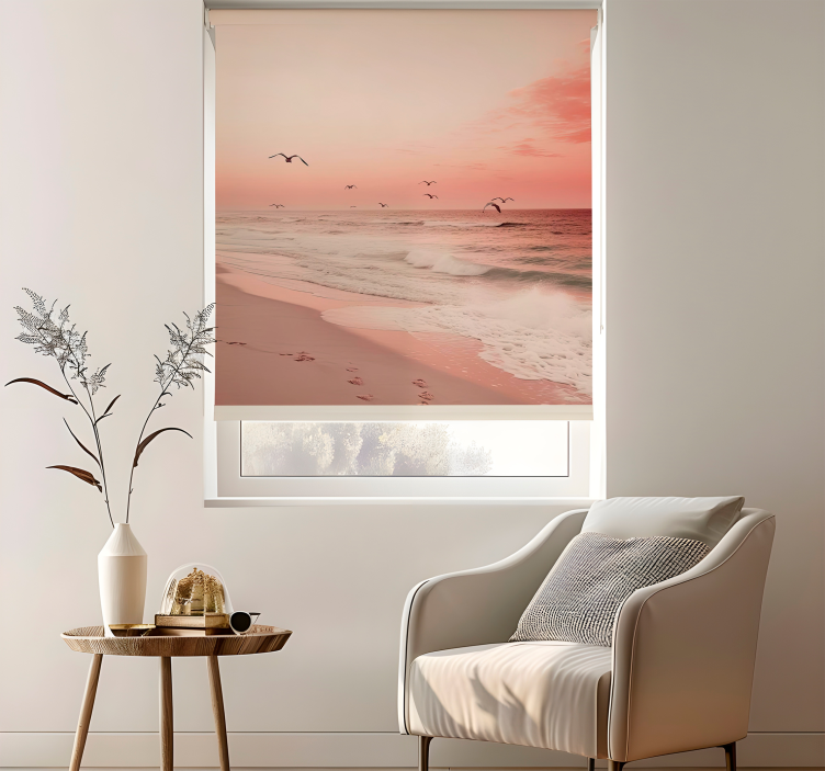Original blind - Pink beach sky with birds - TenStickers