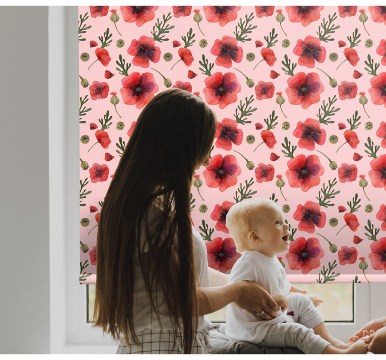 Poppy Floral Pattern blind flowers and plants - TenStickers