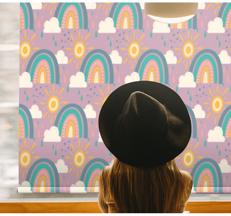 Rainbow and sun pattern children roller blind - TenStickers
