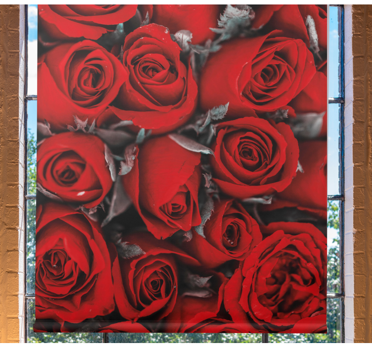 Red roses romantic flower kitchen blind - TenStickers