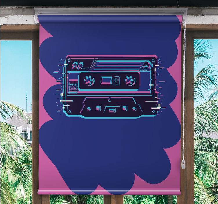 Retro Cassette Illustration gamer roller blind - TenStickers