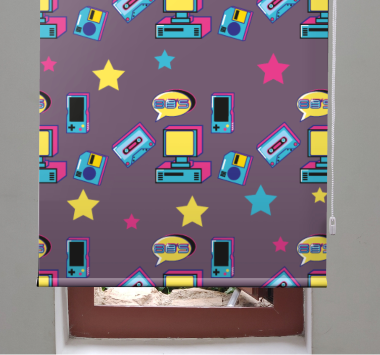Retro Gaming Icons gamer roller blind - TenStickers