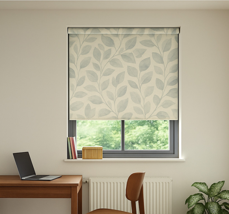 Roller blind office light blue flower design - TenStickers