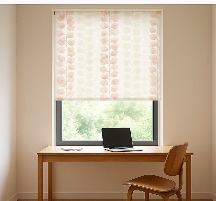 Roller blind office pink flower petals - TenStickers
