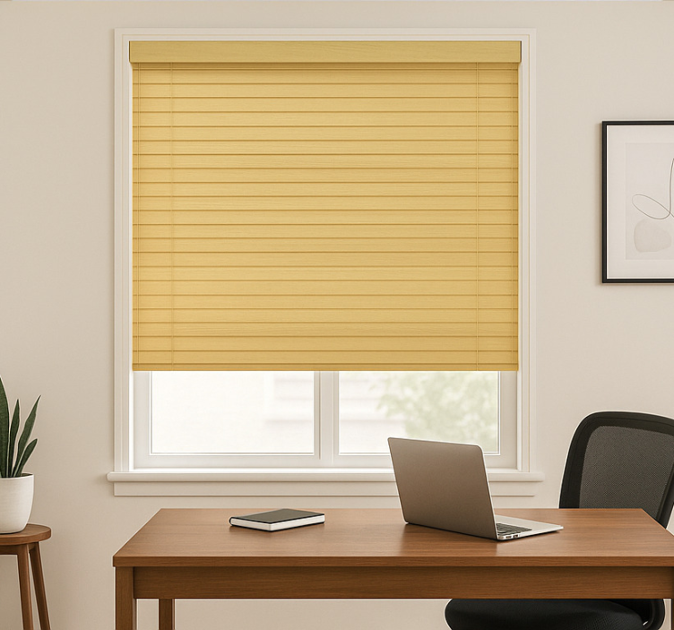 Roller blind office with wooden aesthetic - TenStickers