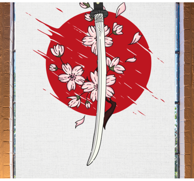 Samurai sword blossoms art deco blind - TenStickers