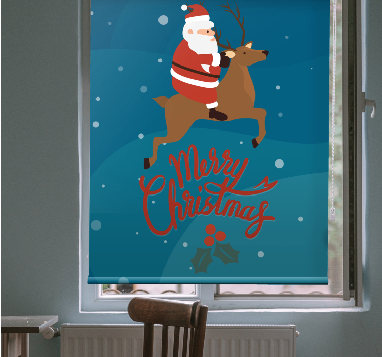 Santa Riding Reindeer blind original - TenStickers