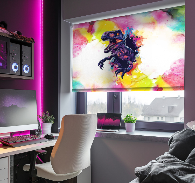 Saturated colours velociraptor dinosaur roller blind - TenStickers