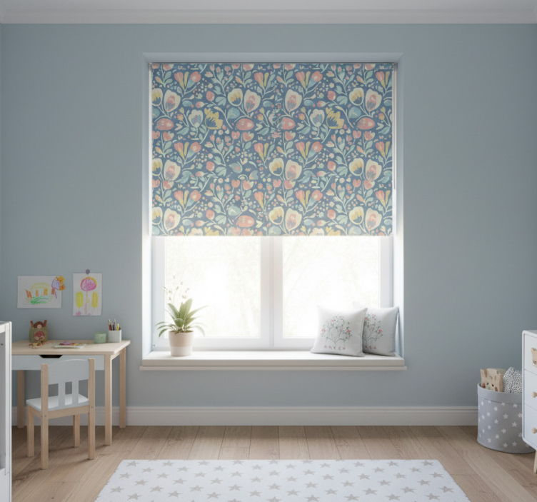 Scandinavian blind in pastel nordic flowers - TenStickers
