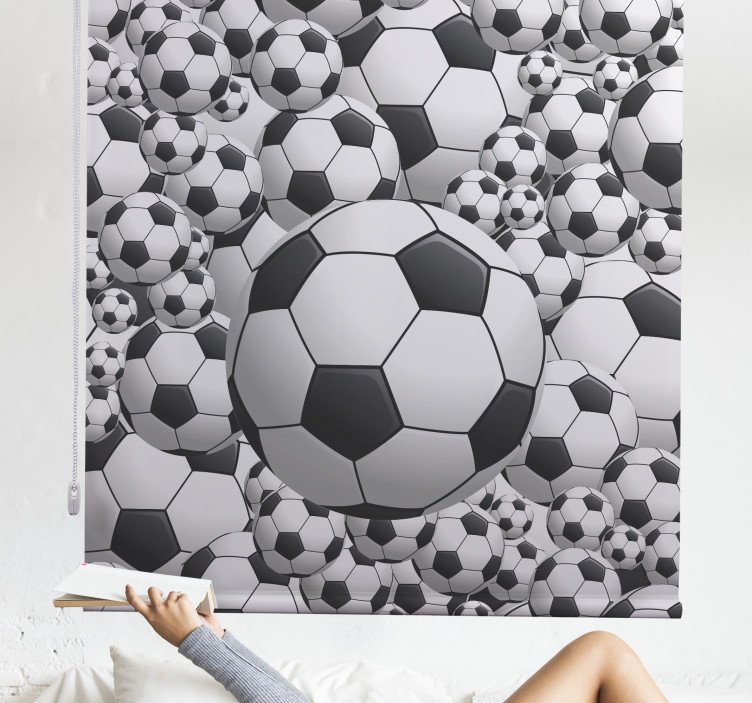 Scoring white football balls kids roller blind - TenStickers