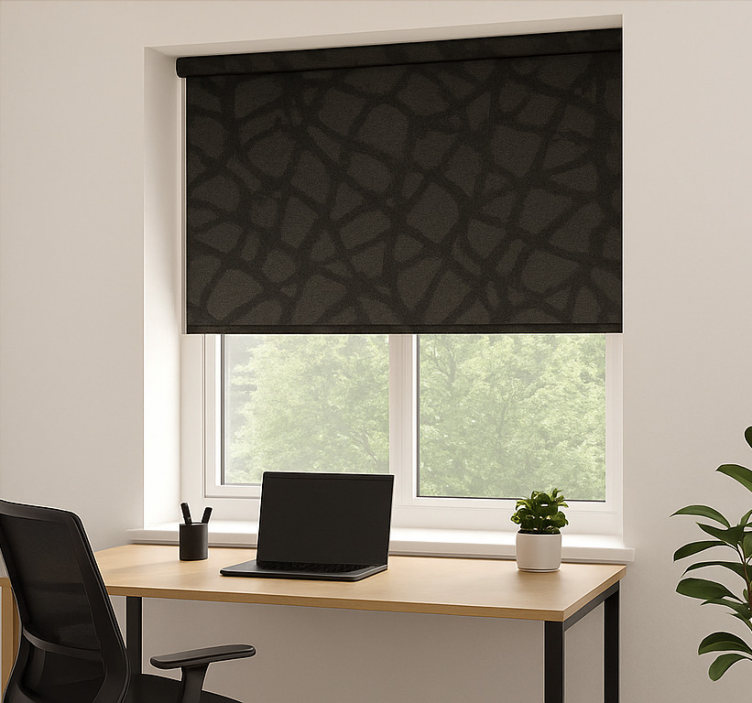 See through black grey roller blind office - TenStickers