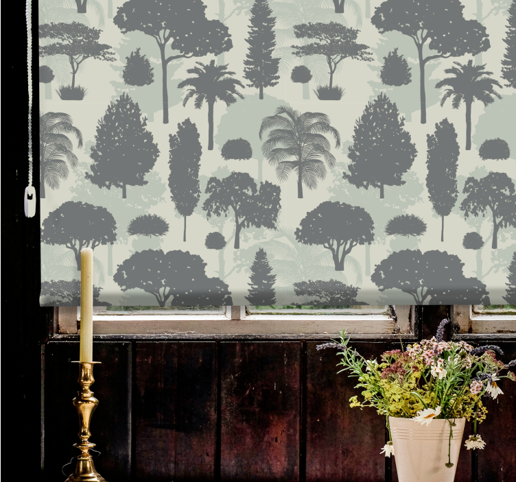 Silhouetted forest pattern tree blind - TenStickers
