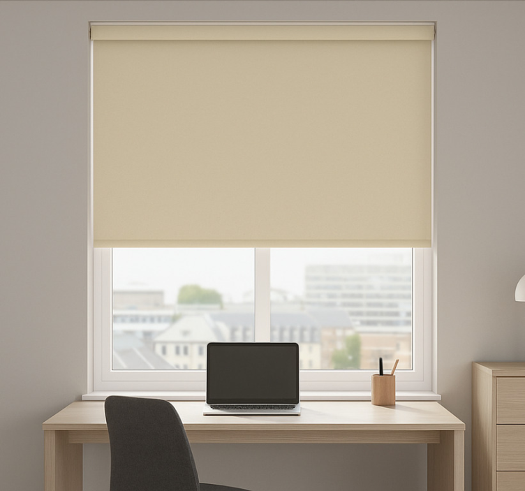 Simple beige roller blind office - TenStickers