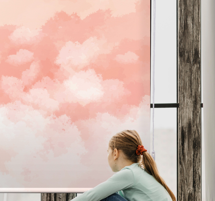 Soft pink pattern cloud roller blind - TenStickers