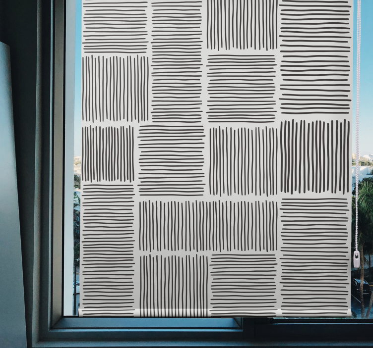 Pattern roller blind stripe black and grey - TenStickers