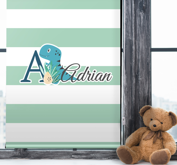 Striped dinosaur with name blind children - TenStickers