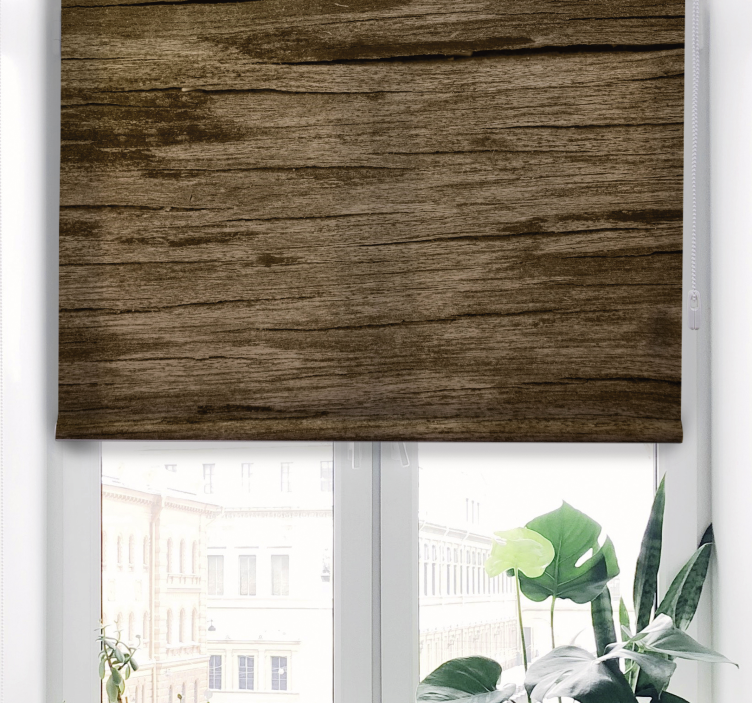 Striped light brown rustic retro roller blind - TenStickers