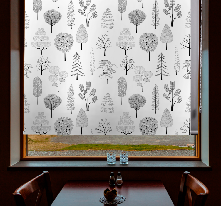 Grey minimalist trees scandinavian blind - TenStickers