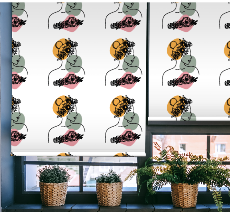 Stylized floral faces floral roller blind - TenStickers