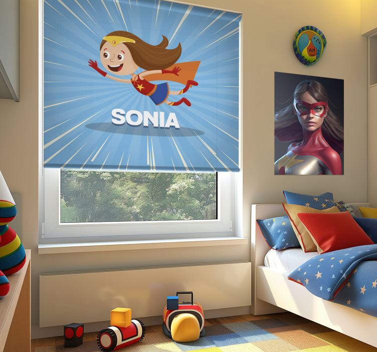 Super girl with name kids roller blind - TenStickers