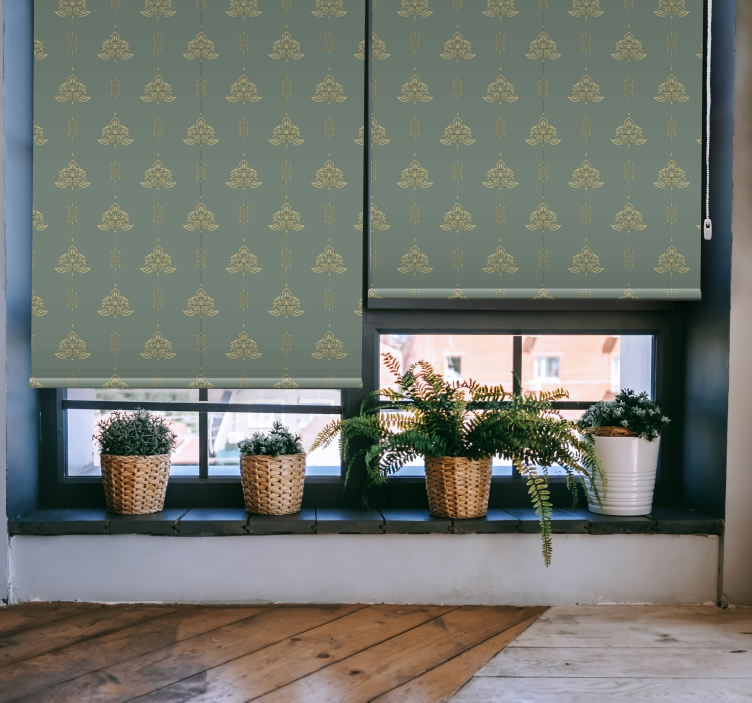 Teal Jugendstil pattern flowers classic blind - TenStickers