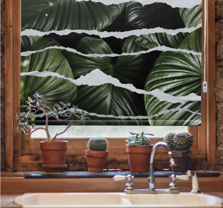Torn leaf patterns kitchen roller blind - TenStickers