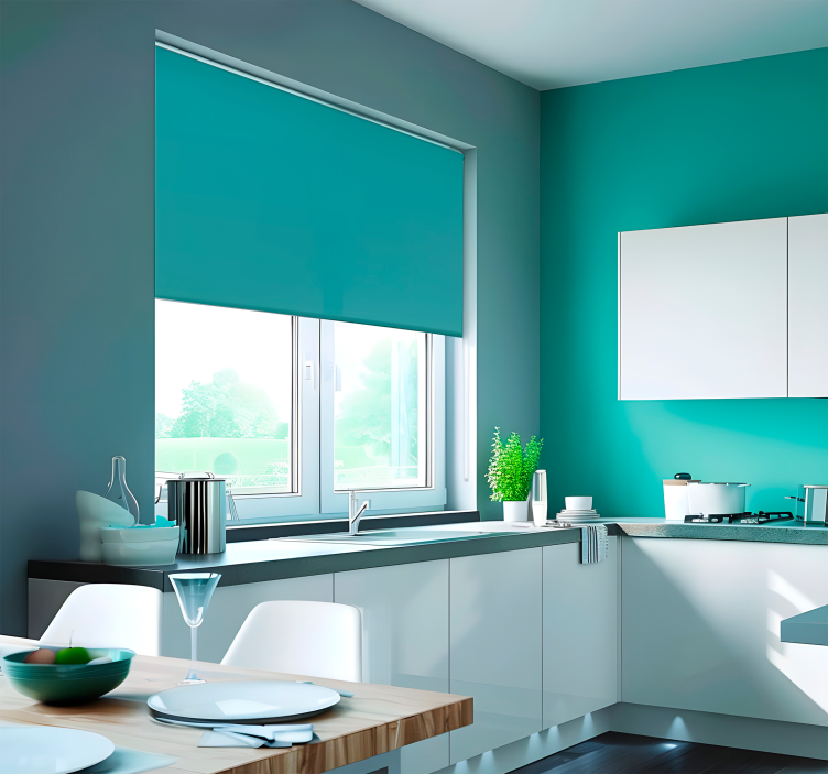 Turquoise shades kitchen blind - TenStickers
