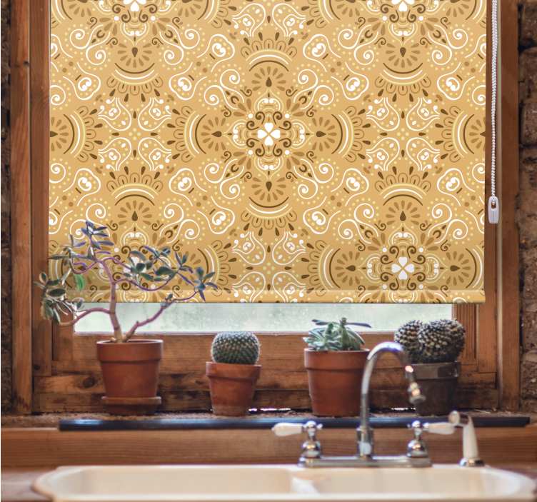 Vintage beige ornamental pattern retro roller blind - TenStickers