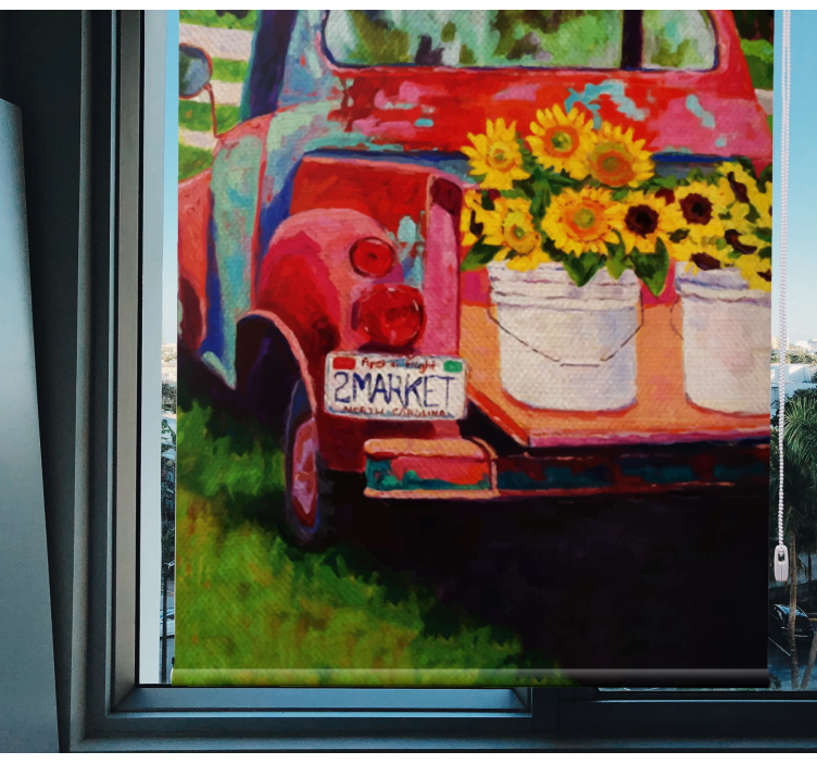 Vintage Truck Bouquet floral roller blind - TenStickers