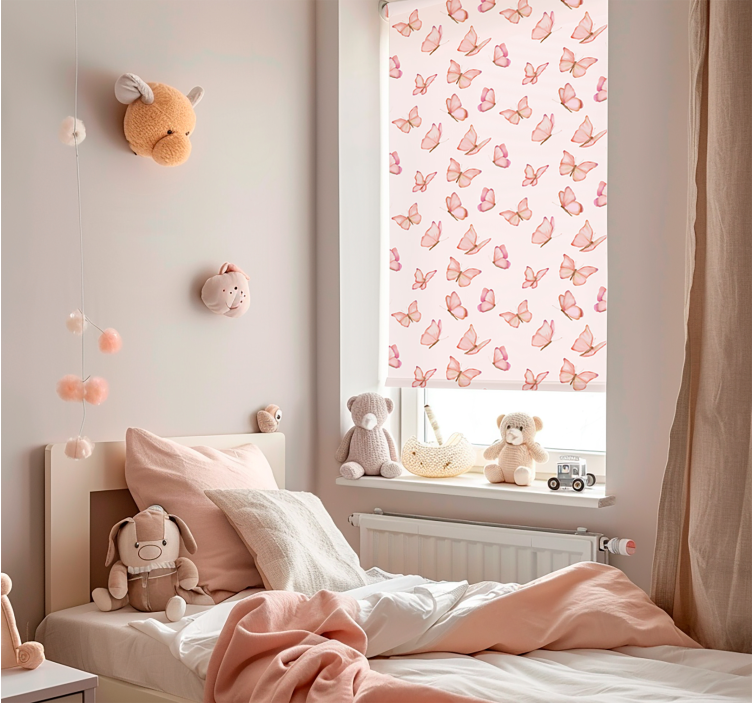 Pink watercolour butterflies kids roller blind - TenStickers