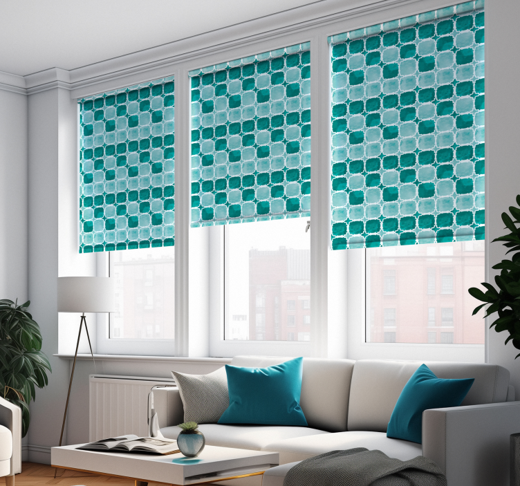 Watercolour Tiles Living Room Roller Blind - TenStickers