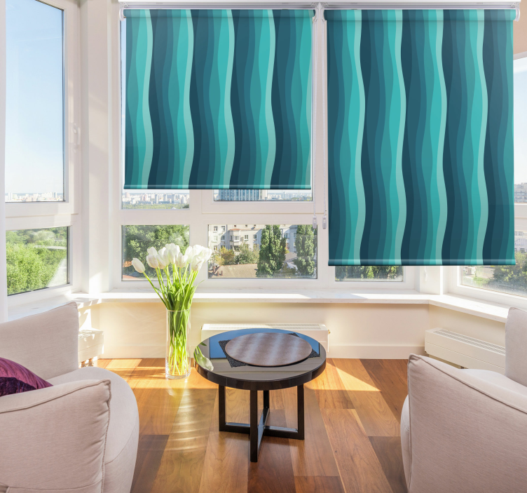 Wavy blue pattern living room blind - TenStickers