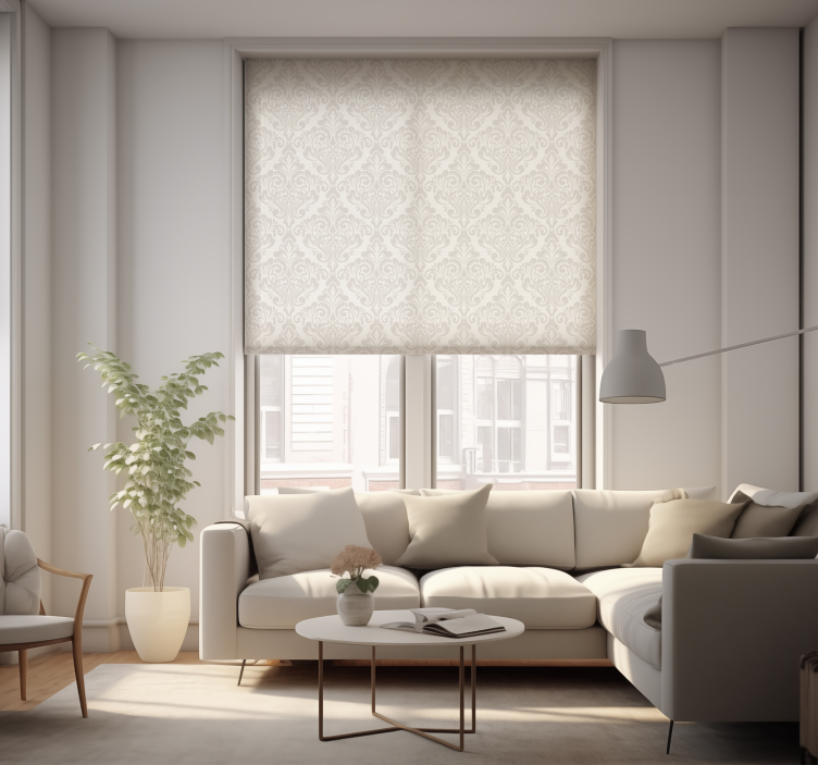 White damask pattern living room roller blind - TenStickers